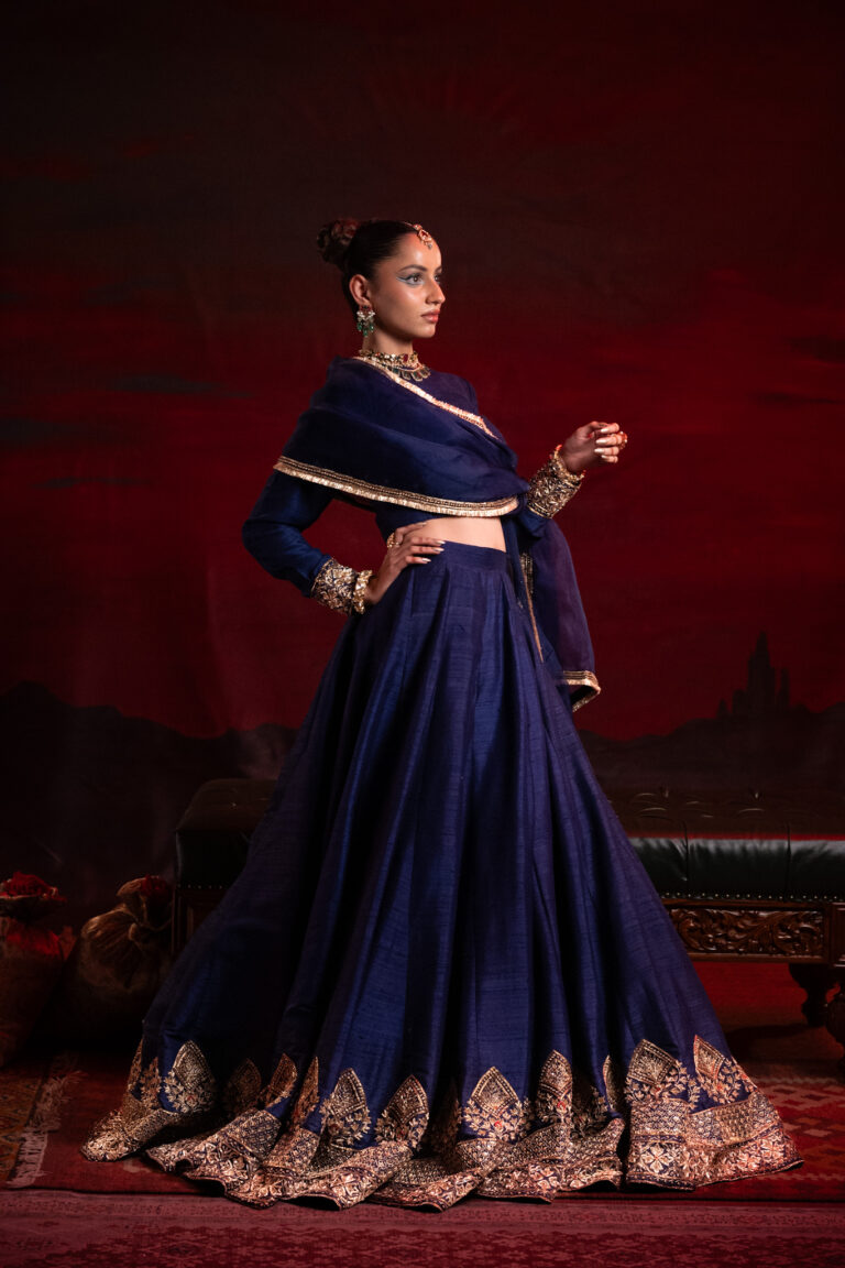 Navy blue wedding lehenga