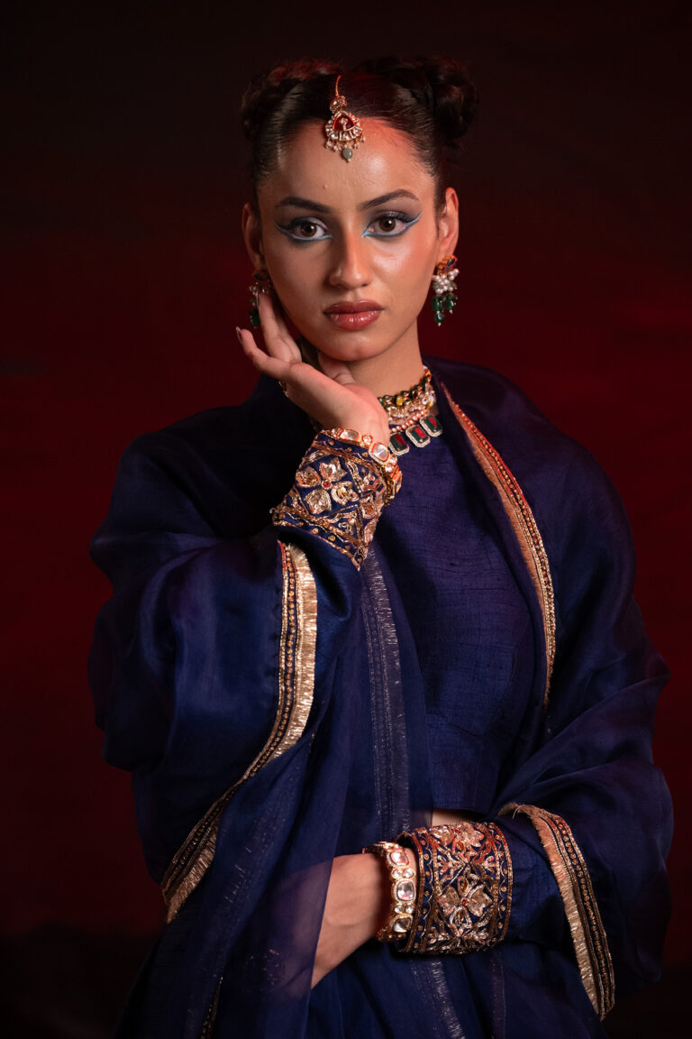 Navy blue bridal lehenga